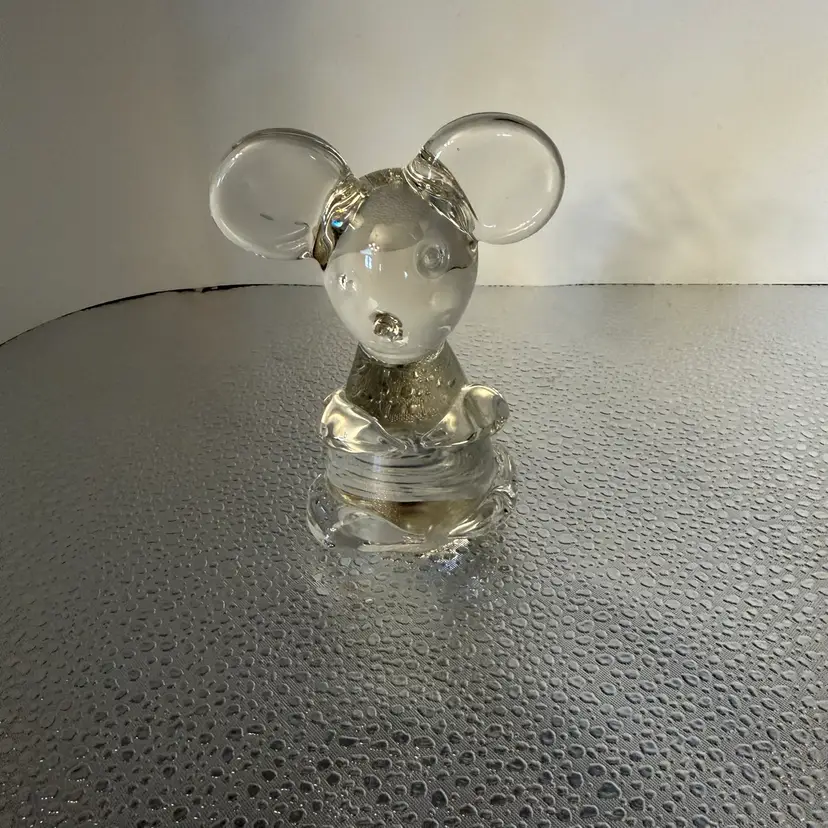 Cute Clear Glass Small Big Eared Mouse 3" Tall  Unbranded