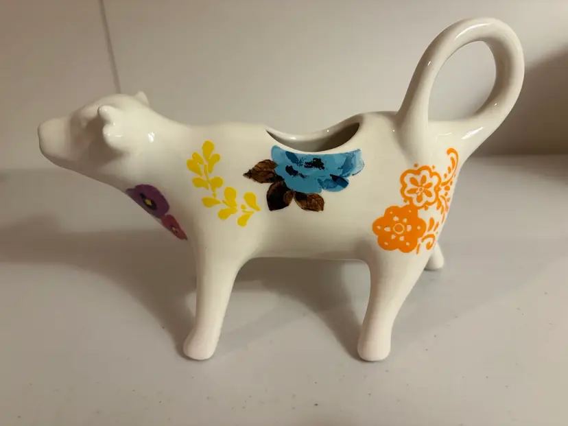Pioneer Woman Cow Creamer Retired The Flea Market Floral Stoneware Ceramic