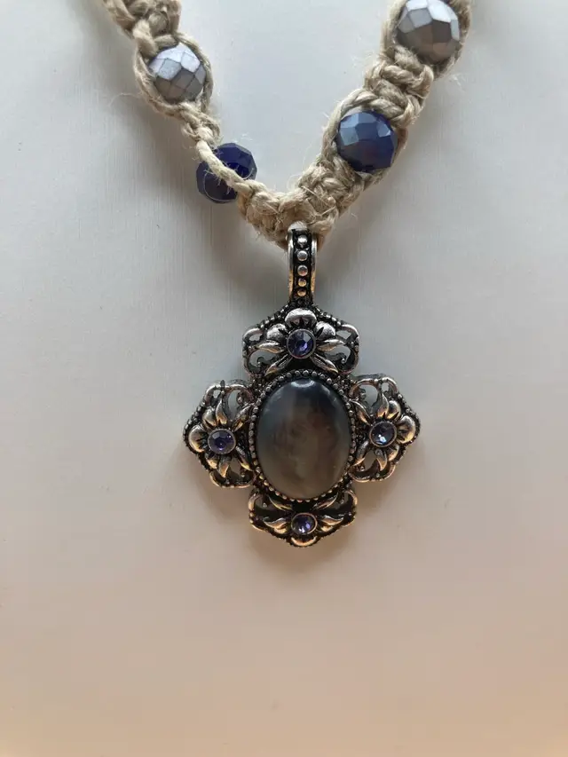 Ornate Pendant Hemp Necklace