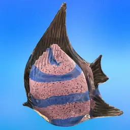 Art Glass Pink & Blue Angel Fish Paperweight* Small Chip
