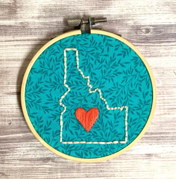 Idaho State Shape Mini Hand-Embroidery 4"