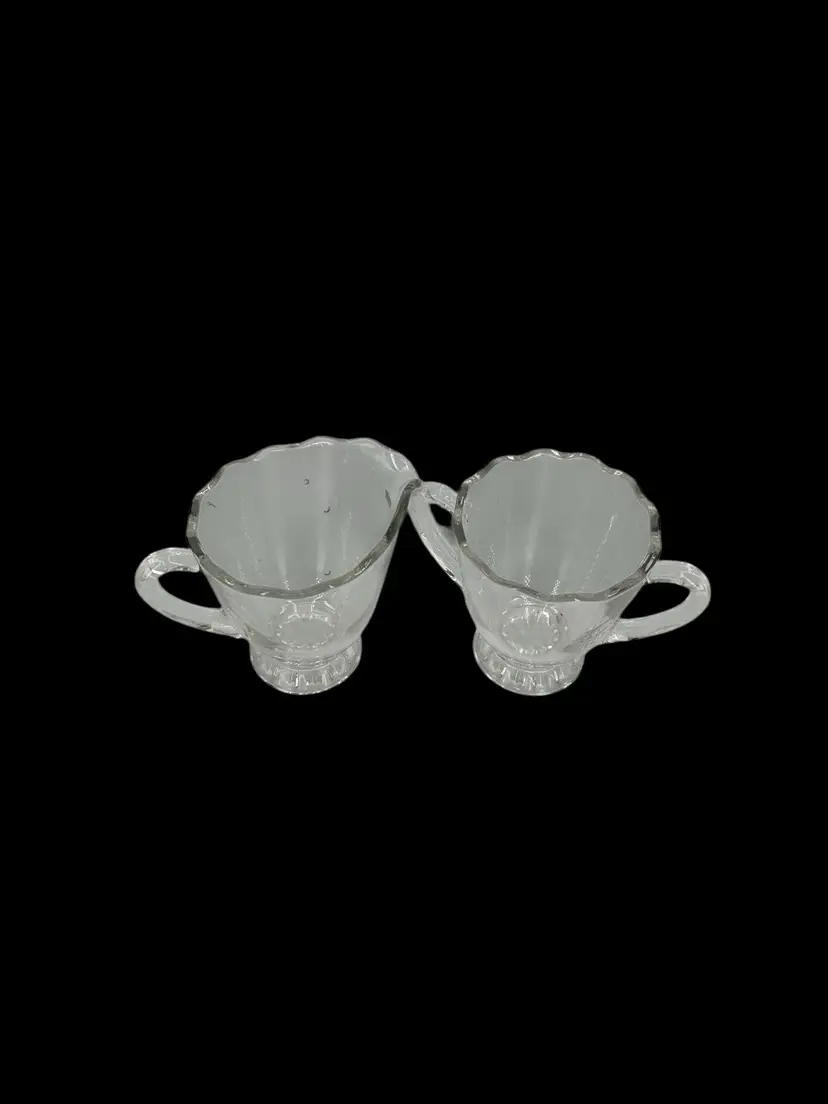 Vintage Viking Clear Glass Princess Pattern 3.5" Creamer and Sugar Set