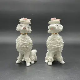 Spaghetti Poodles Anthropomorphic Sassy Sitting Long Eyelashes Set of 2
