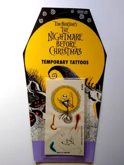 The Nightmare Before Christmas Temporary Tattoos Zero Jack On Tombstone Card