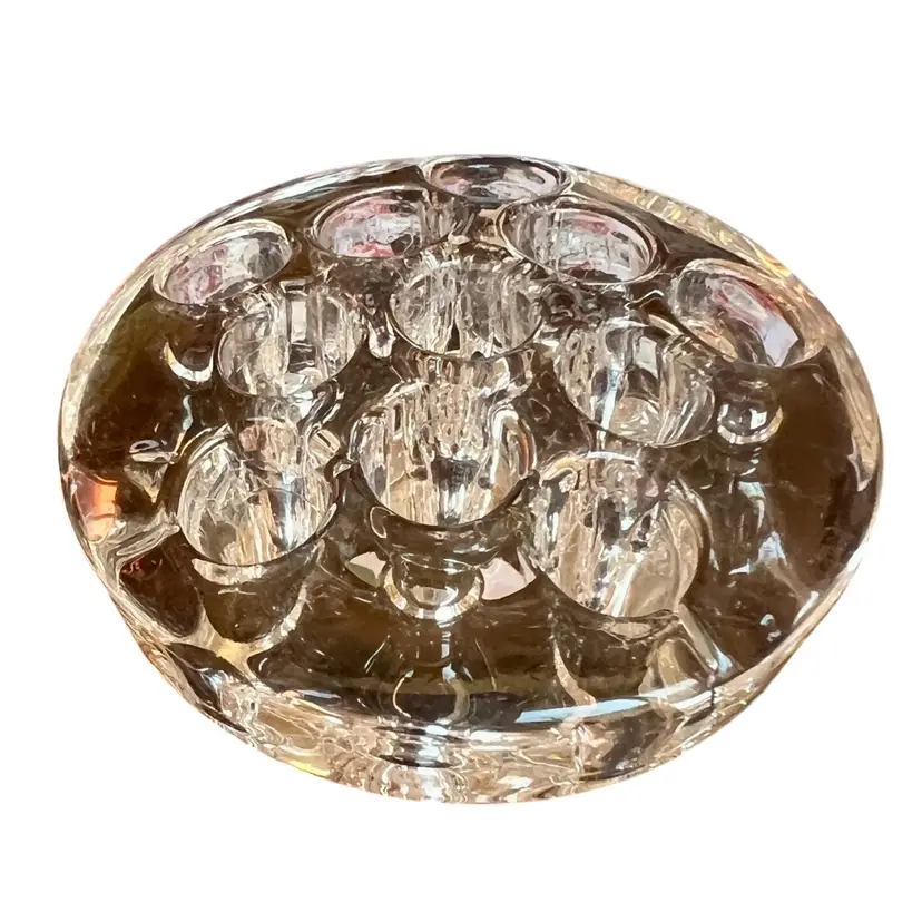 Vintage Clear Glass 11 Hole Flower Frog