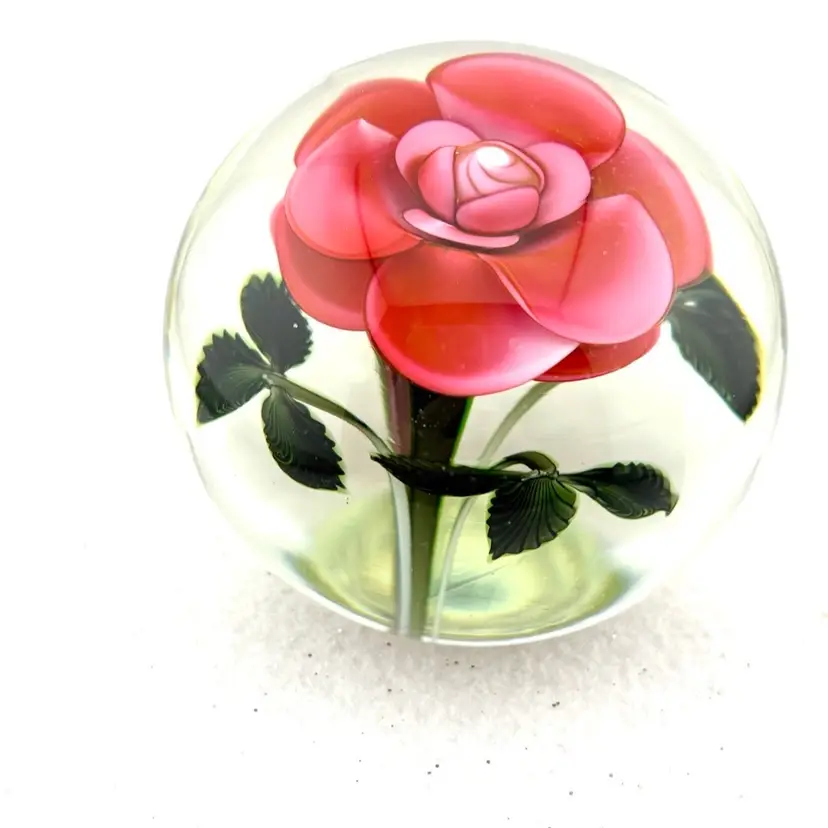 Vintage Orient & Flume Rose Paperweight Numbered & Signed Made by Bruce Sillars 3” x 3.25”