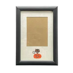 Halloween Black Cat Jack O'Lantern Picture Frame Holiday Fall Decor