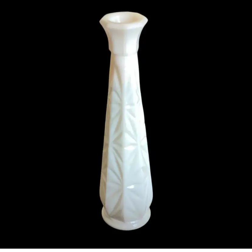 Hoosier 9 Inch Milk Glass Starburst Vase