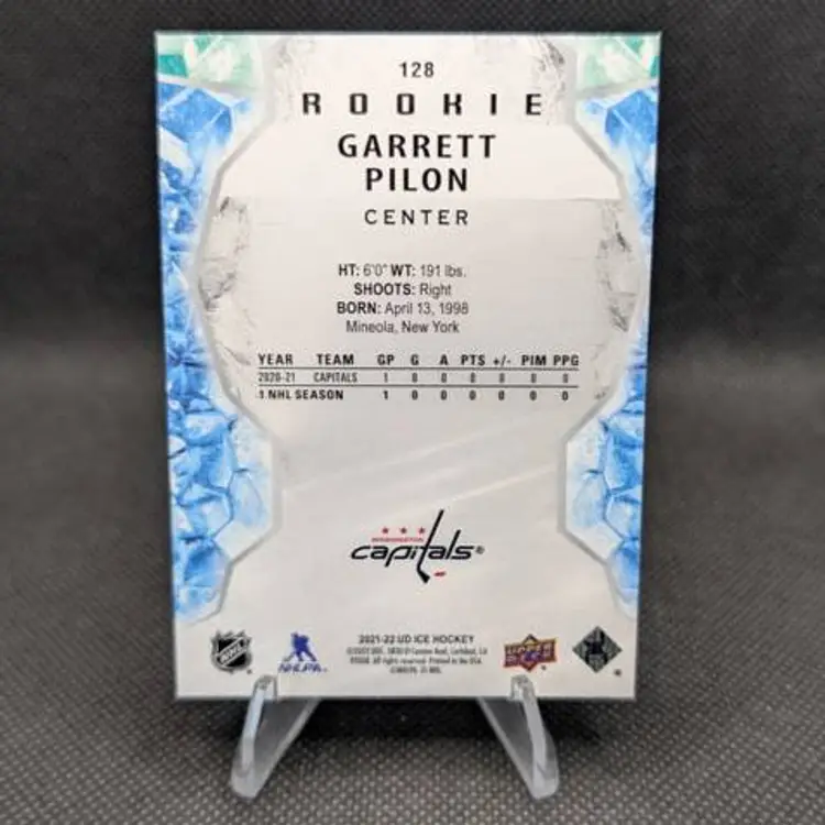 Garrett Pilon 2021-22 Upper Deck Ice Green Parallel Rookie Card (RC) #128 - Washington Capitals