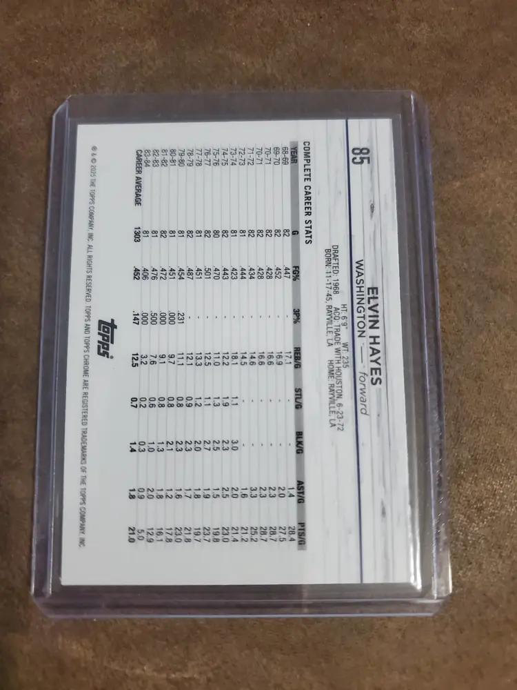 2025 Topps Chrome Elvin Hayes Washington Basketball Card