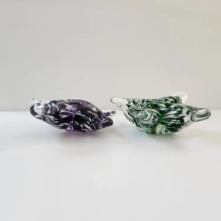 Artistic Glass Star Sculptures - Purple and Green