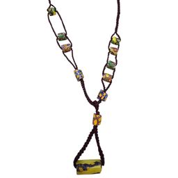 Vintage Double Cord African Clay Slave Beaded Necklace (A9054)