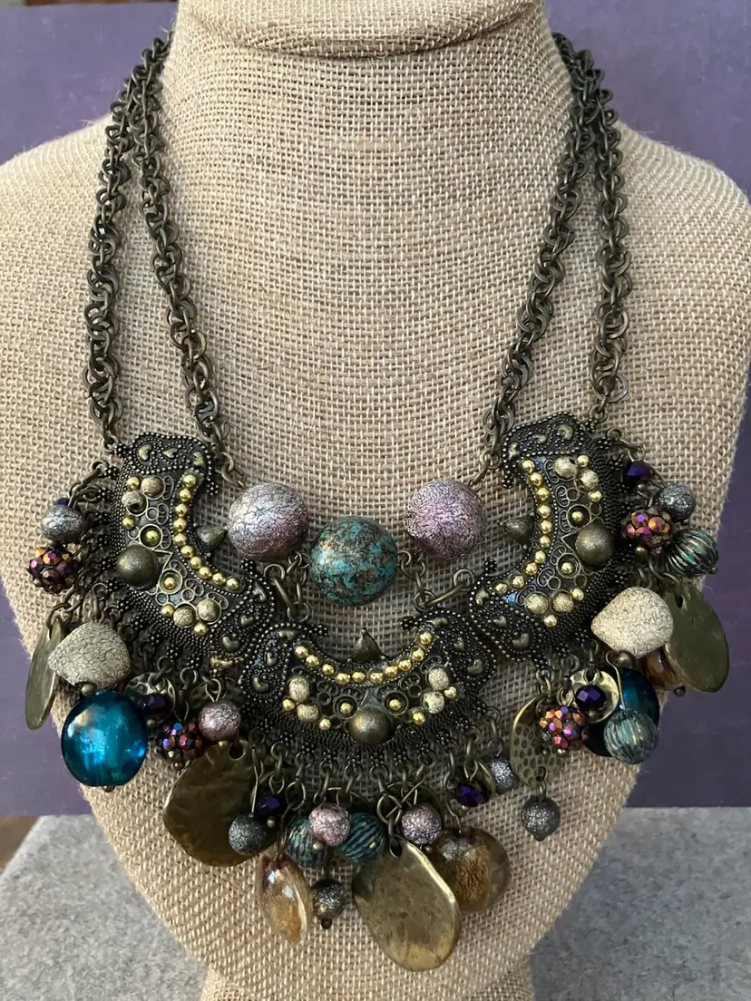 Vintage Boho Tribal Statement Bib Necklace