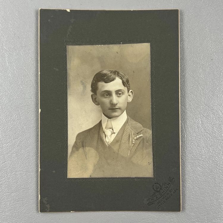Vintage Photo Portrait Teen Boy Age 16 Suit Tie Little Rock Arkansas H.A. Shinn 4x5.50"