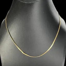MONET Vintage Gold-tone Herringbone Chain. Patented Lobster Claw Clasp. Signed Tag & Clasp.