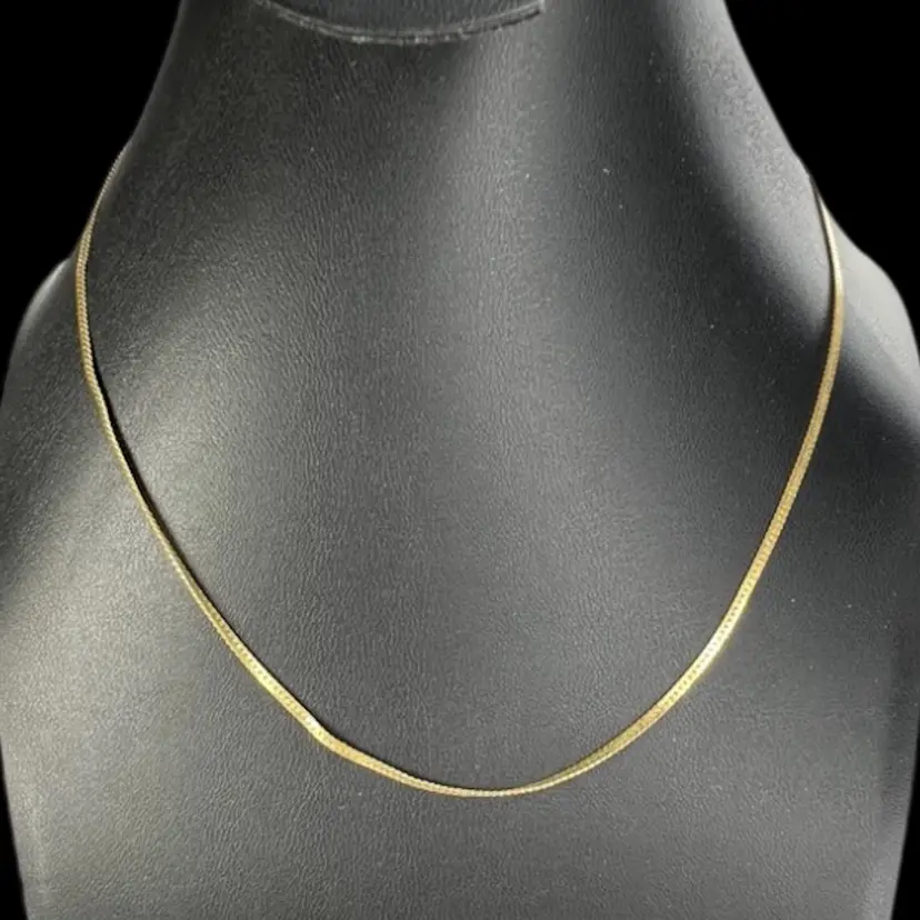 MONET Vintage Gold-tone Herringbone Chain. Patented Lobster Claw Clasp. Signed Tag & Clasp.