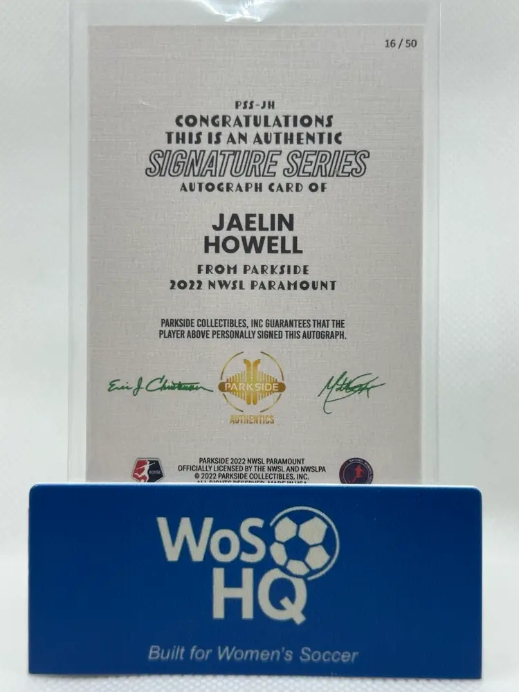 Jaelin Howell Auto /50 2022 Parkside NWSL Paramount RC