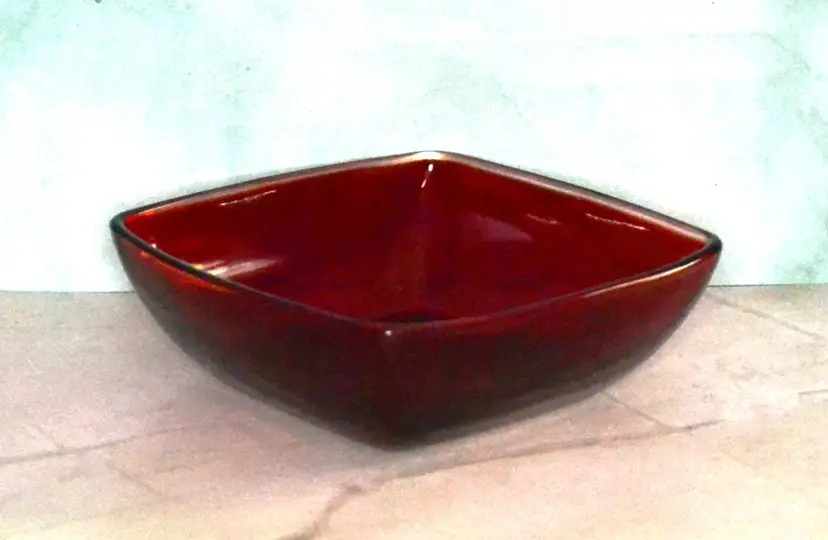 Deep Red Vintage Trinket Dish Unmarked Room Accent Decor