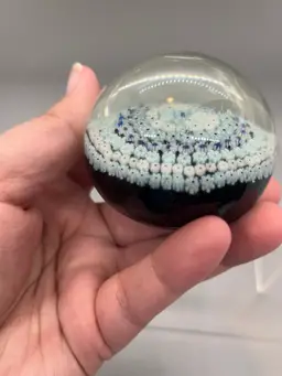 05 Robert Hamon (?) Blue Concentric Millefiori Paperweight As Is