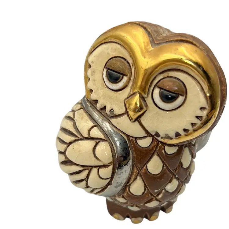 Artesania Rinconada Owl W Gold & Silver 3.5” x 3”
