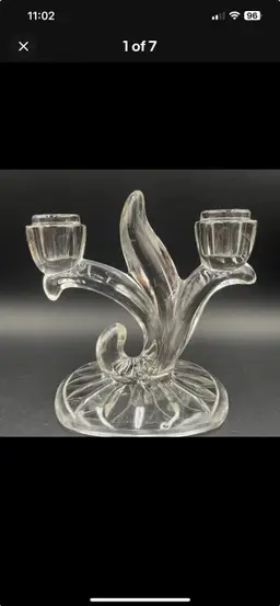 Indiana Glass, Botanical Double Candle Holder