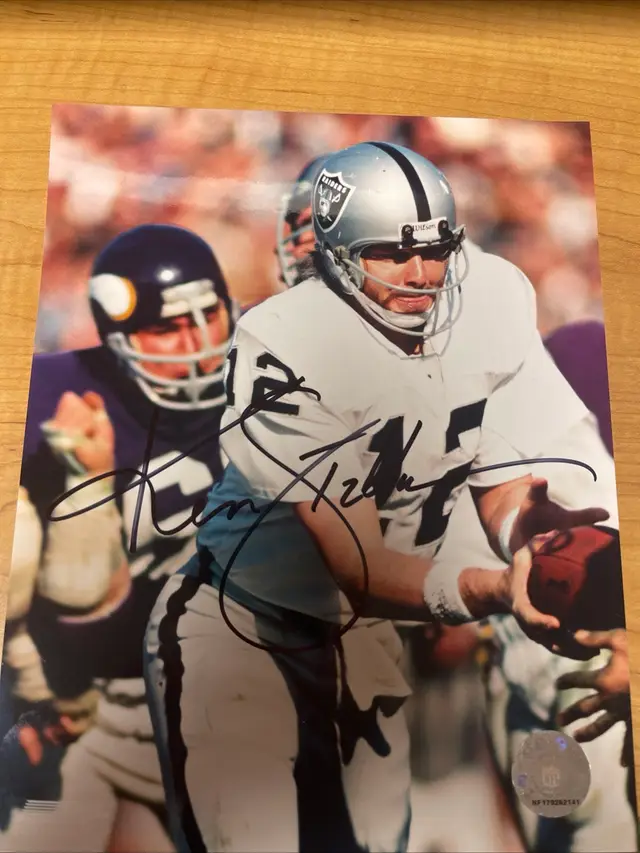 Ken Stabler, Oakland Raiders color photo 8 x 10 signed NFL certified