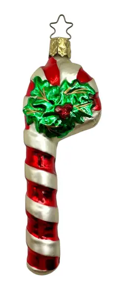 Inge Glas Christmas Holiday Ornament Candy Cane Sugar and Stripes Germany 5”
