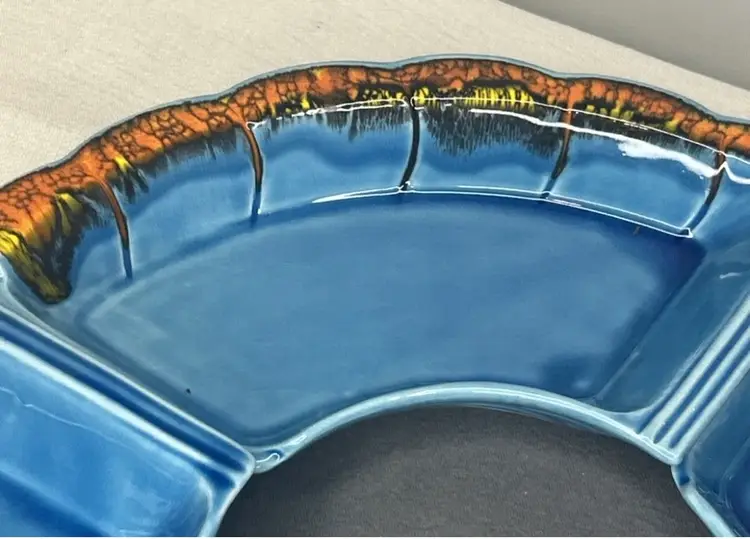 Vintage MCM California Maurice Potter Turquois Fire Glaze Dip 4pc Set