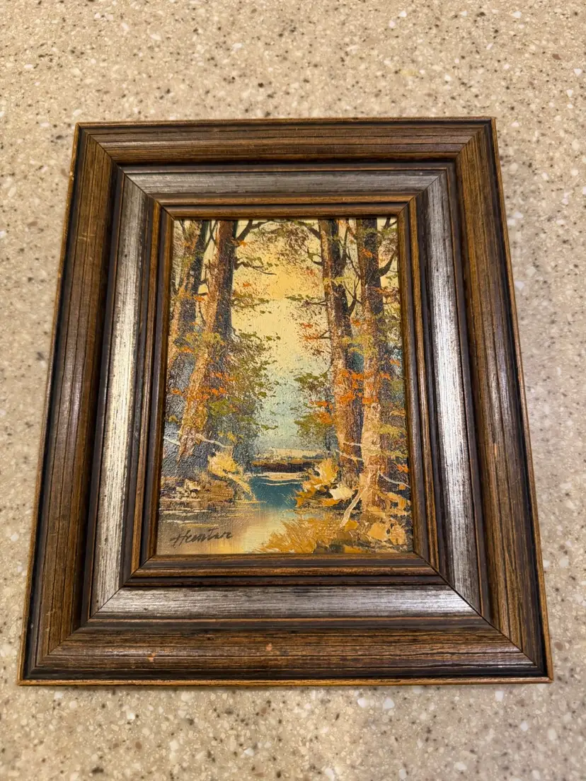 Small framed oil painting , signed