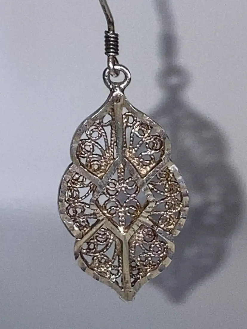 Vintage Sterling Silver Filigree Dangle Earrings! 1 3/4” Drop! Acid Tested!!