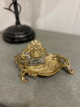Antique/Vintage Brass Inkwell