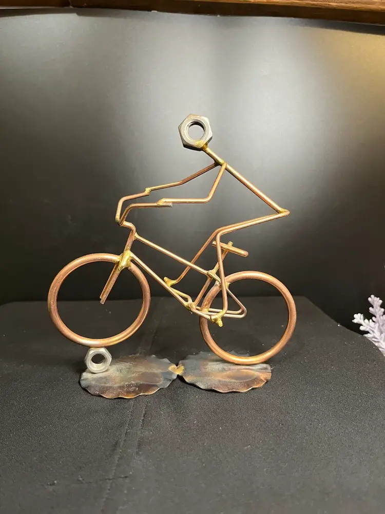 Hand Crafted by Rock Creek Metal Craft, Hansen, ID-Copper and Other Metal Biker Sculpture