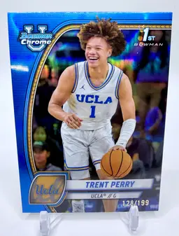 Trent Perry 2024-25 Bowman University Chrome #67 Blue Refractor /199 1st Bowman