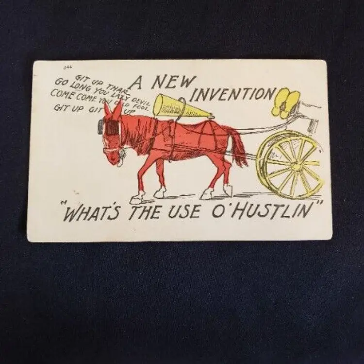 Comic Postcard - A NEW INVENTION What's The Use O' Hustling - c1908 Antique