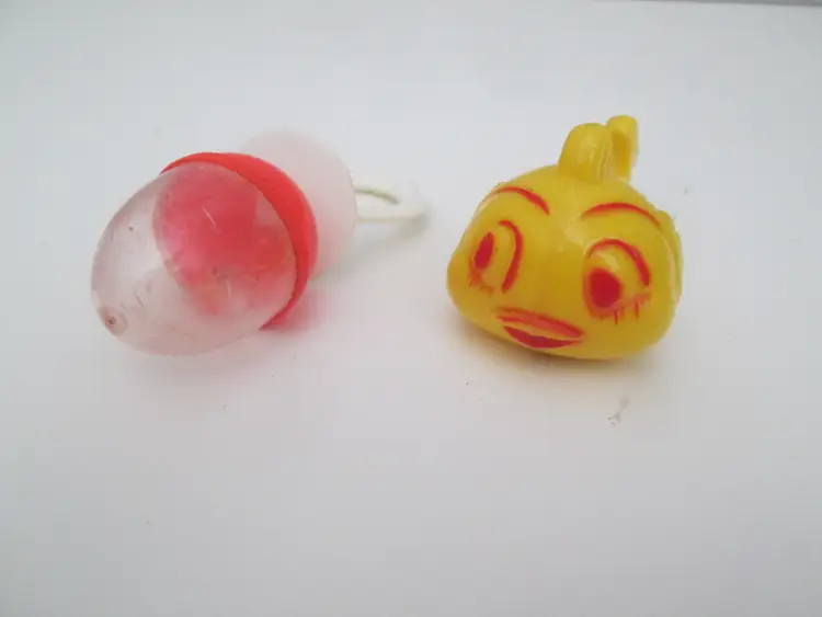 Set of 2 vintage baby rattles fish and egg - for display only