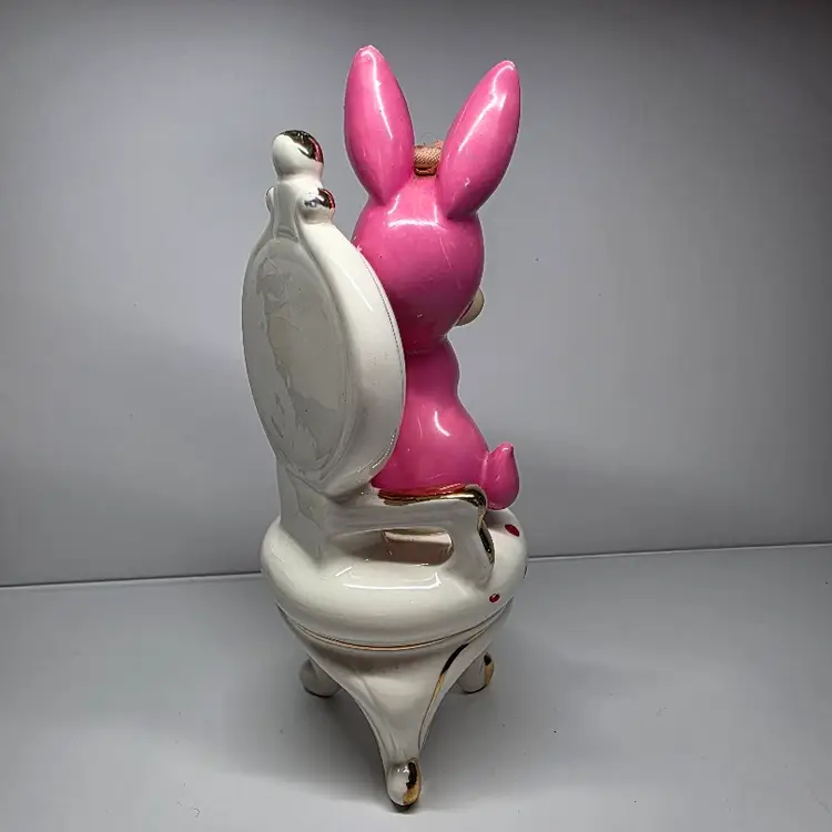 Kitsch Shiny Rabbit Vintage Kitsch Arnart Anthropomorphic Ceramic Pink Bunny Rabbit ...