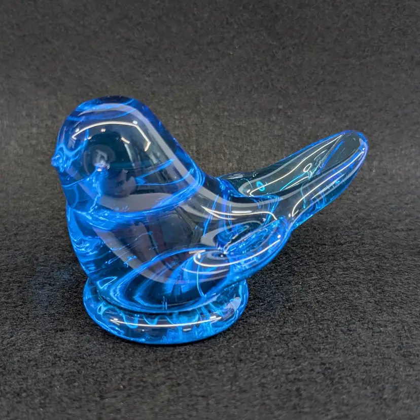 Vintage Bluebird of Happiness Glass Figurine Signed Leo Ward 1990 3.5 x 2.25"