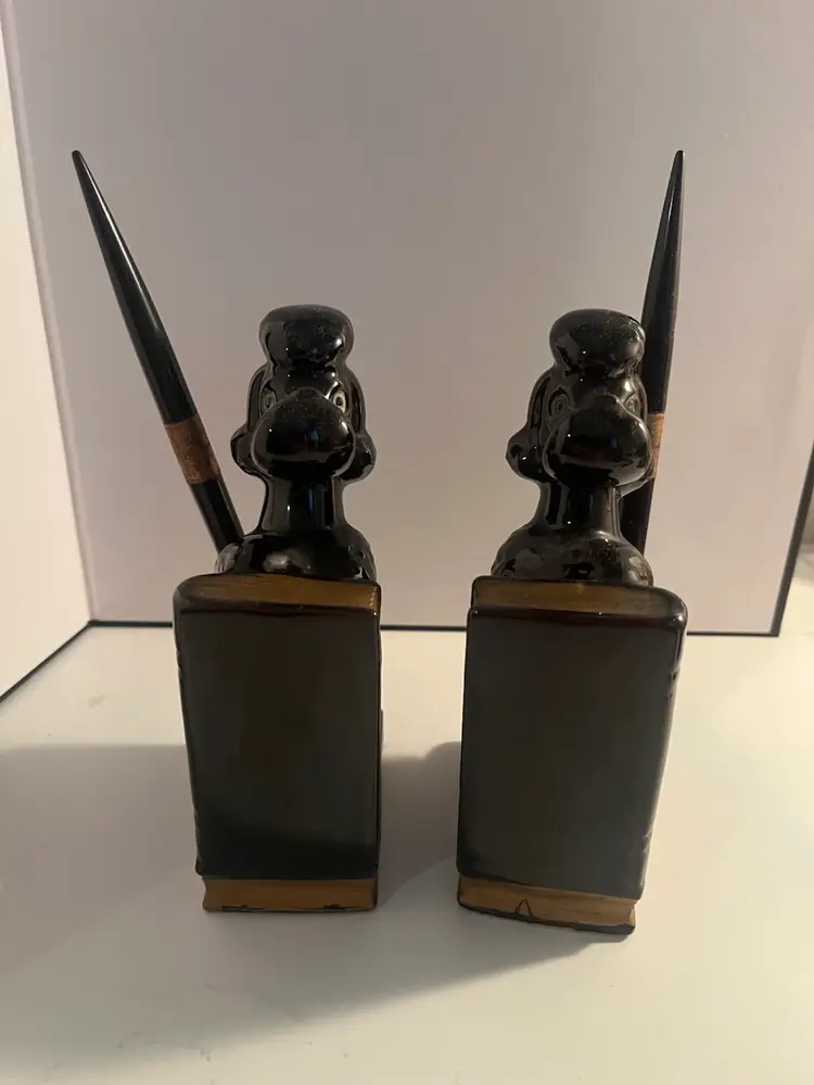 Vintage Poodle Bookends With Pens