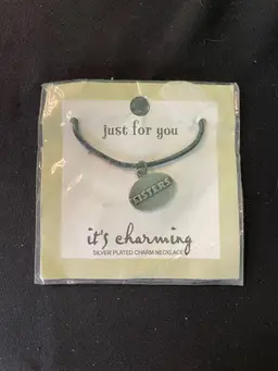 #161 "Sisters" Silver Plated Charm Necklace NEW