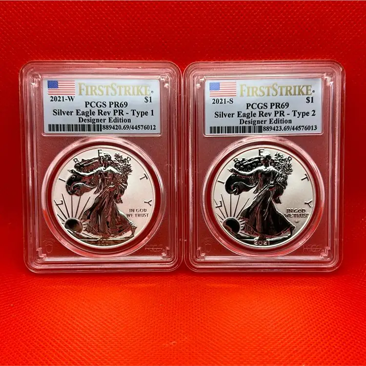 2021-W / 2021-S Silver Eagle Designer Edition Reverse Proof Set PCGS PR69 First Strike
