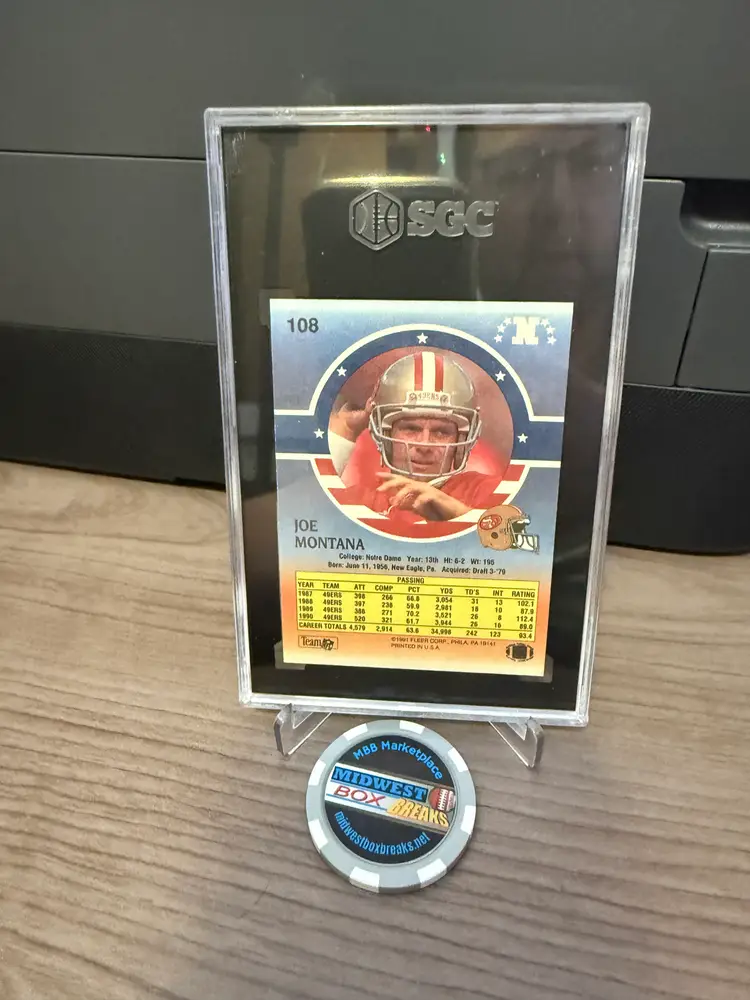 Joe Montana 1991 Fleer Stars N' Stripes SGC 9