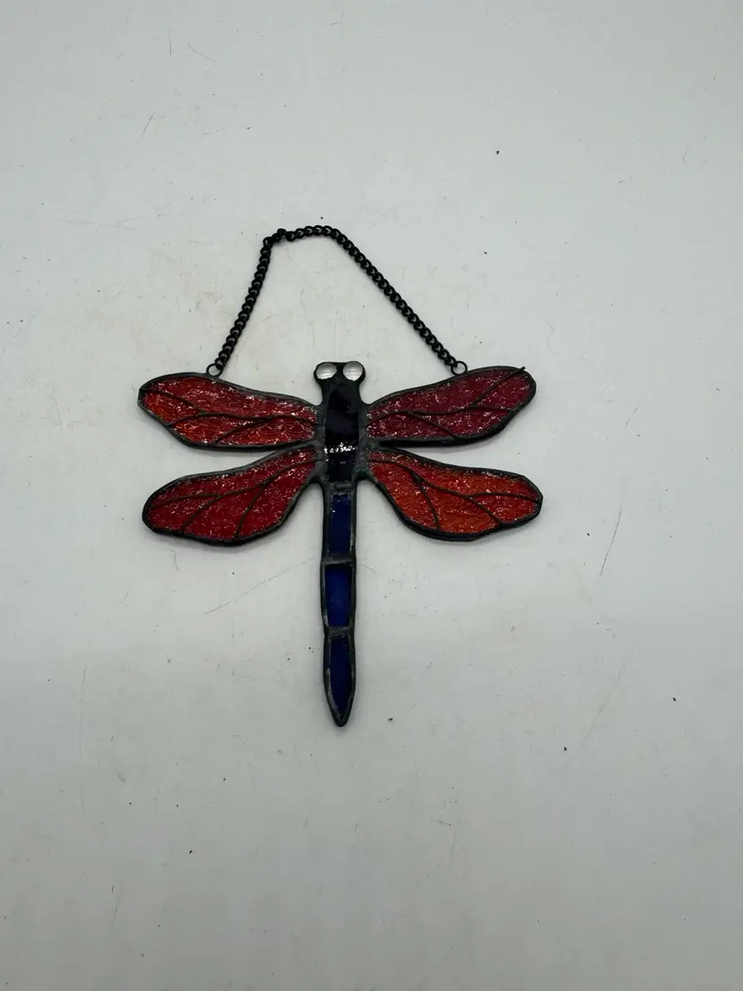 Vintage Stained Glass Dragonfly Sun Catcher