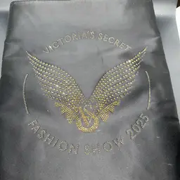 08 - CS Black Satin Tote With Gold Rhinestone Embellishment