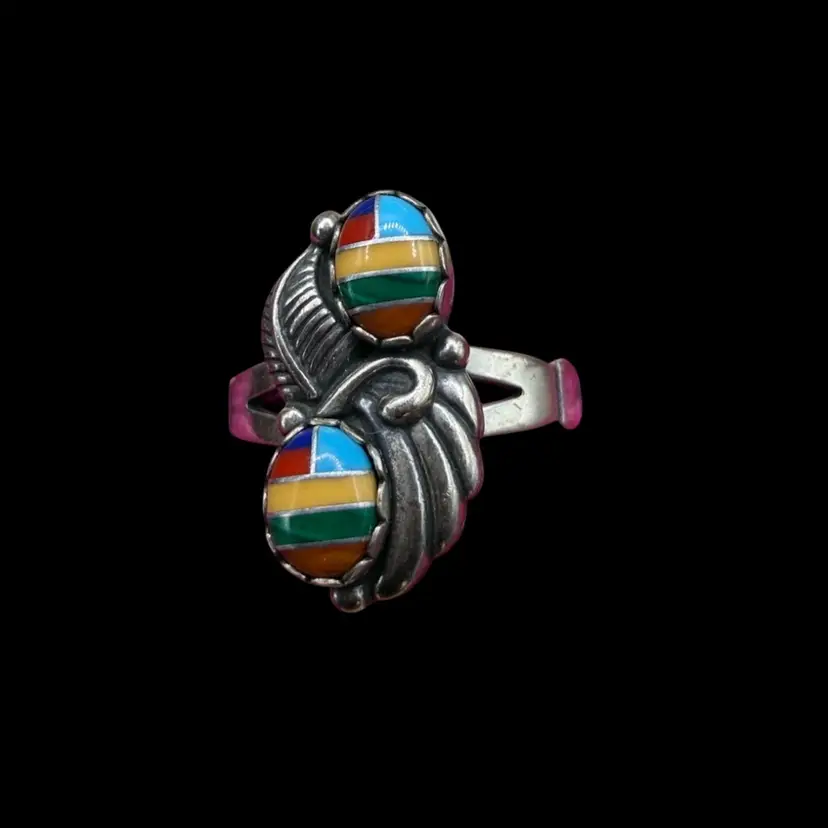 Navajo WM Sterling Silver Inlaid Women’s Ring Size 8 3/4