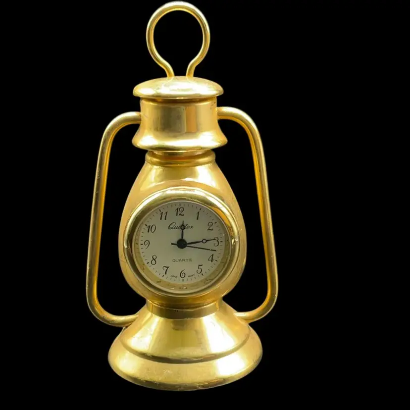 Vintage Quartex Mini Lantern Brass Clock 3”