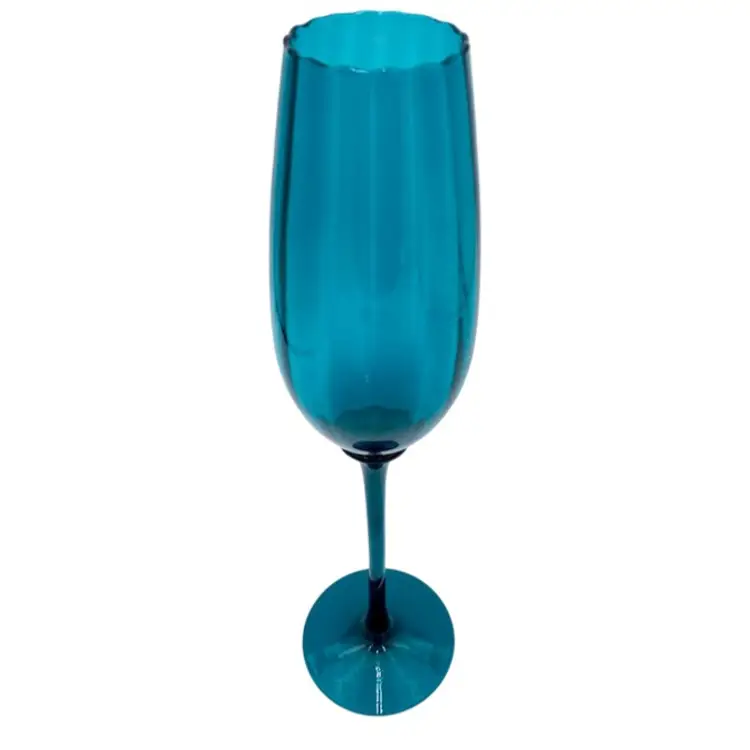 Vtg. Empoli (Italy) Deep Turquoise Tall Brandy Glass Snifter, Rib Optic, Decor