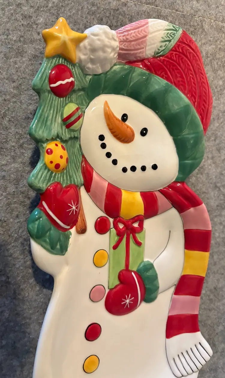 Fitz and Floyd Snowflake & Jake 12.75" x 6" Christmas Platter  # 3197