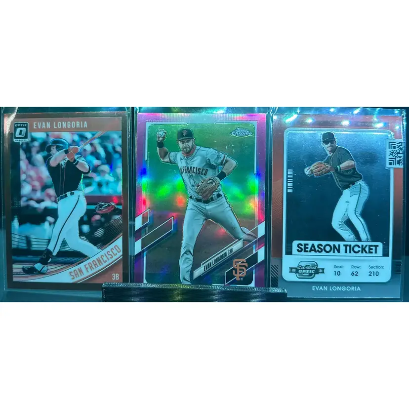 Evan Longoria 2021 Topps Chrome Pink Refractor & Optic Lot San Francisco Giants