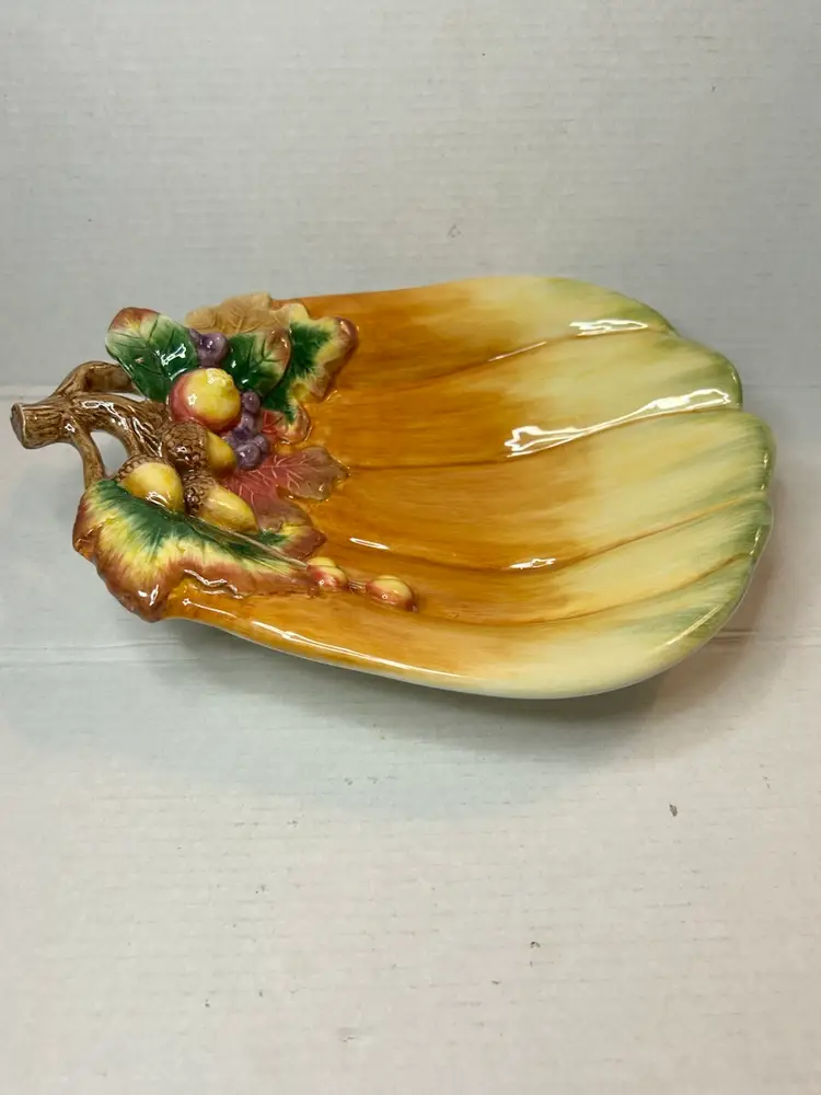 Fitz and Floyd Classics Autumn Splendor Pumpkin Small Serving Dish Embossed