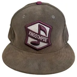 Y2K Deadstock King Stampede Gray Corduroy Purple Flat Brim Fitted Hat - 7 5/8